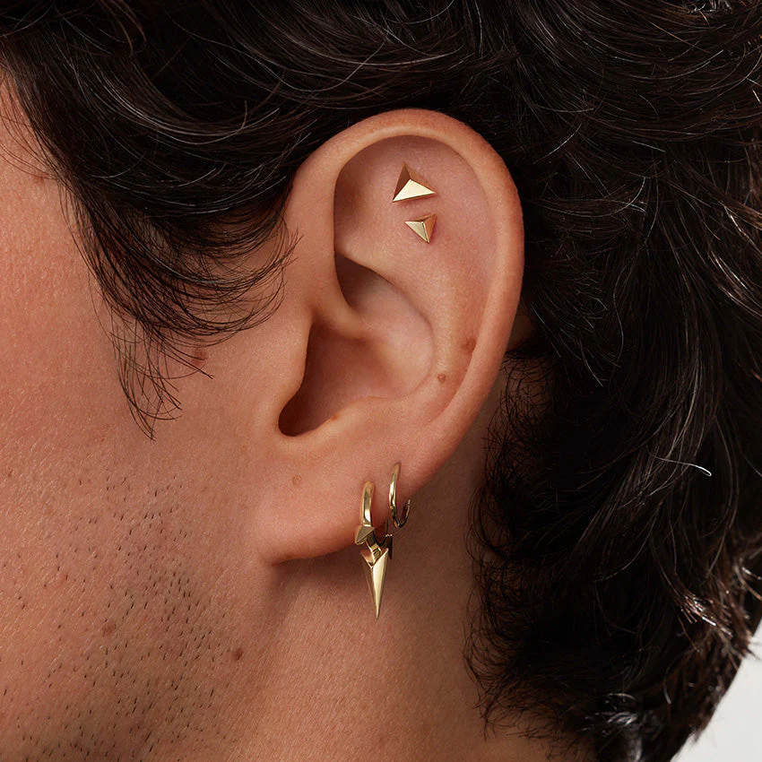 Faceted Triangle Threaded Stud Earring With Titanium Backing - Image 30