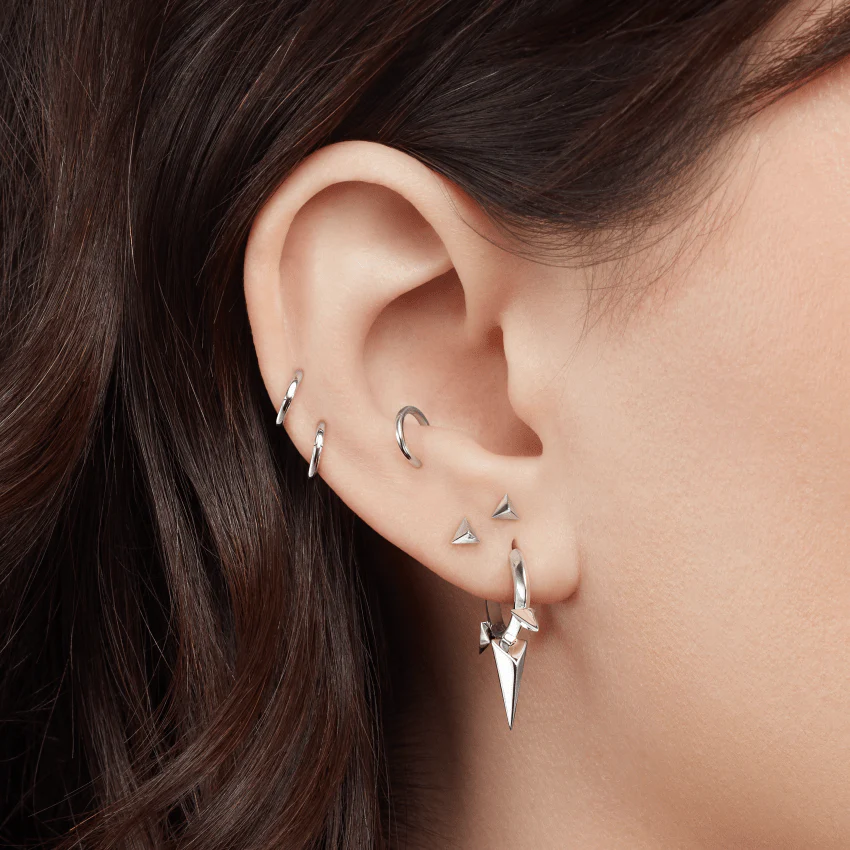 Faceted Triangle Threaded Stud Earring With Titanium Backing - Image 8