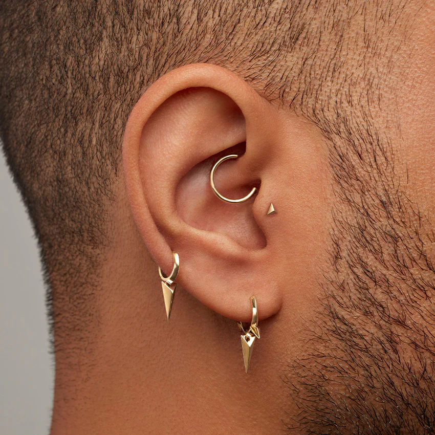 Faceted Triple Long Spike Hoop Earring - Image 13