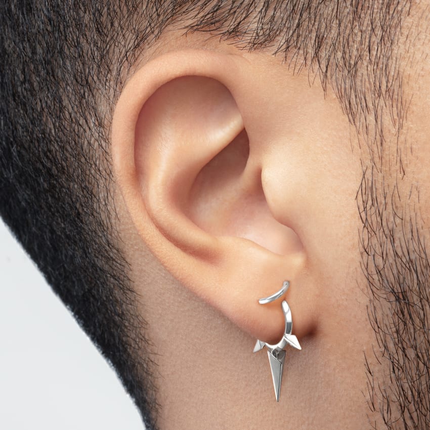 Faceted Triple Long Spike Hoop Earring - Image 14