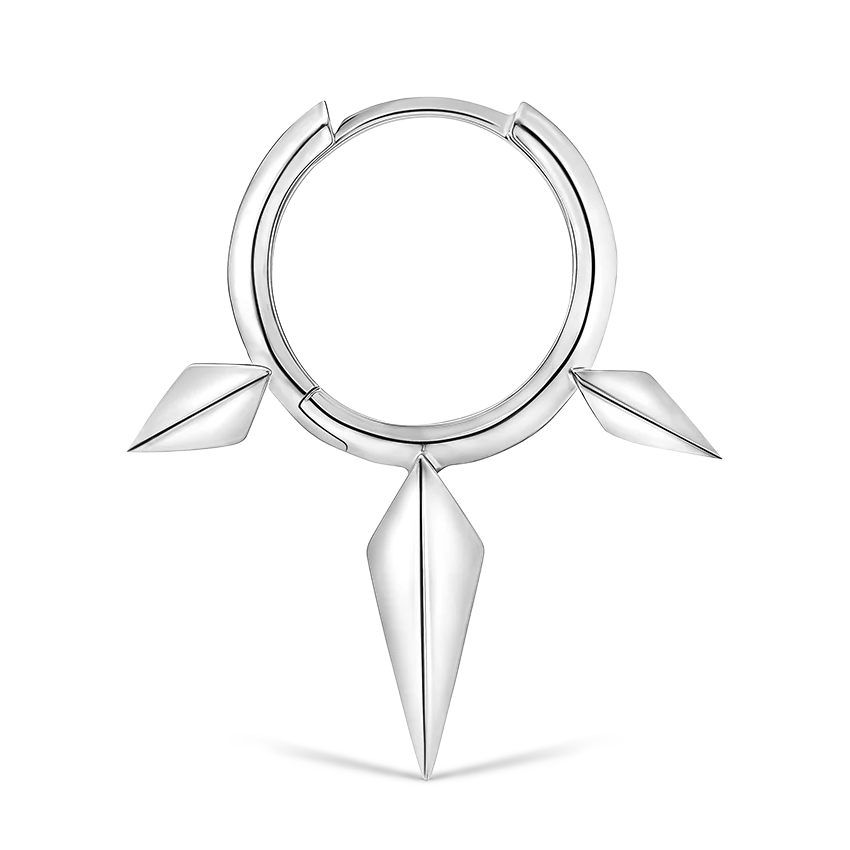Faceted Triple Long Spike Hoop Earring - Image 17
