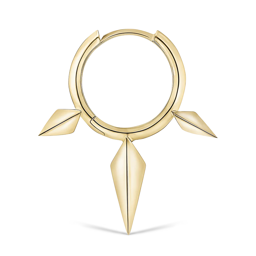 Faceted Triple Long Spike Hoop Earring - Image 38
