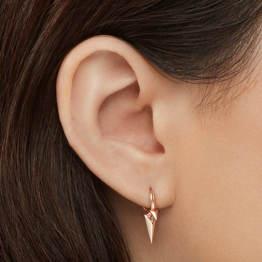 Faceted Triple Long Spike Hoop Earring - Image 5