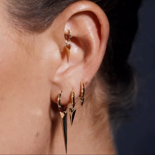 Faceted Triple Long Spike Hoop Earring - Image 62