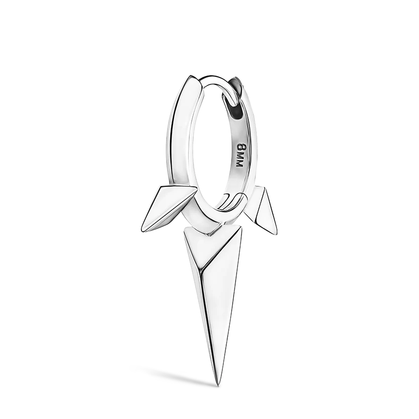Faceted Triple Long Spike Hoop Earring - Image 7