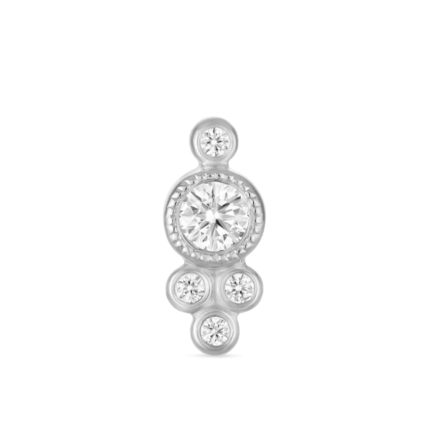Five Diamond Trinity Threaded Stud Earring - Image 3
