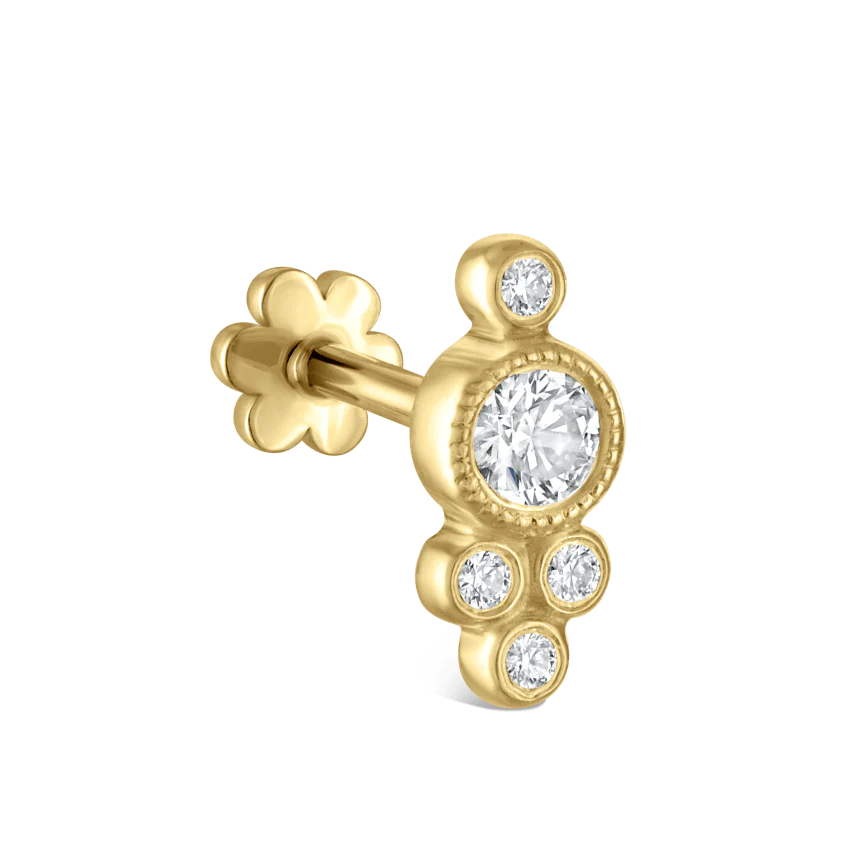 Five Diamond Trinity Threaded Stud Earring With Titanium Backing - Image 4
