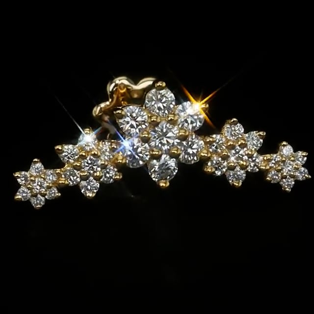 Five Flower Garland Diamond Threaded Stud Earring - Image 12