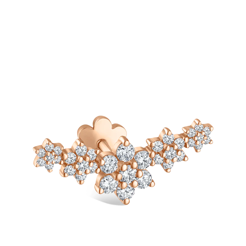 Five Flower Garland Diamond Threaded Stud Earring - Image 14