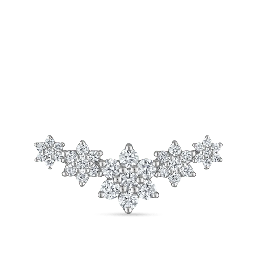 Five Flower Garland Diamond Threaded Stud Earring - Image 7