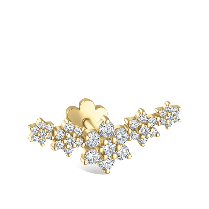 Five Flower Garland Diamond Threaded Stud Earring - Image 8