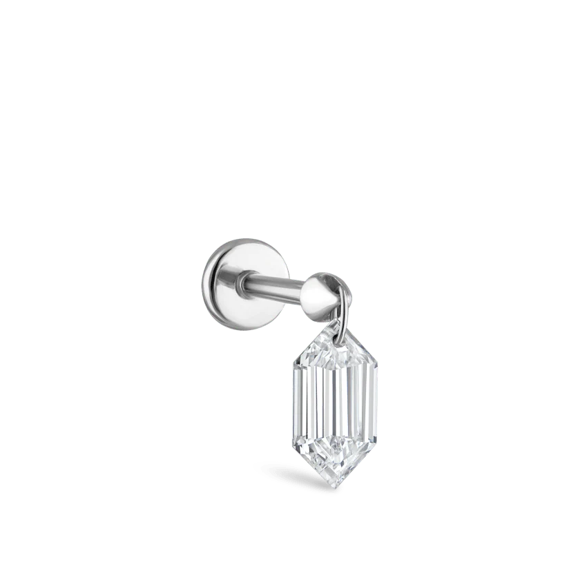 Floating Chevronelle Cut Diamond Threaded Stud Earring - Image 2