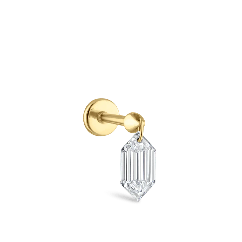 Floating Chevronelle Cut Diamond Threaded Stud Earring - Image 4