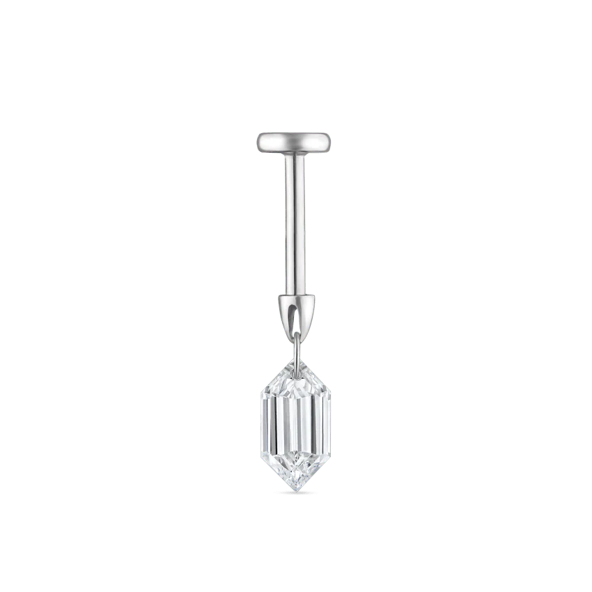 Floating Chevronelle Cut Diamond Threaded Stud Earring With Titanium Backing - Image 3