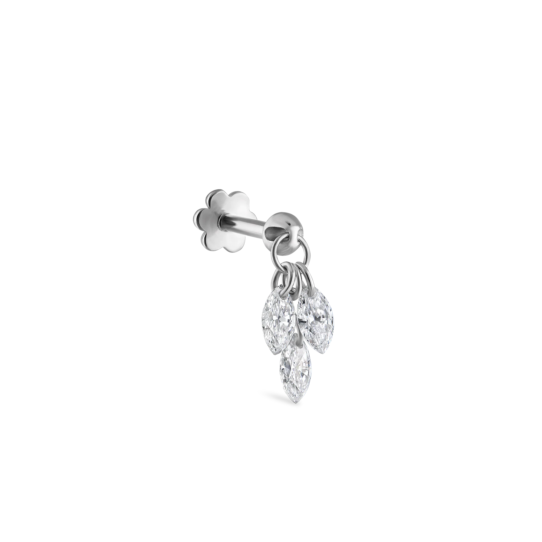 Floating Diamond Plume Threaded Charm Earring - Image 23
