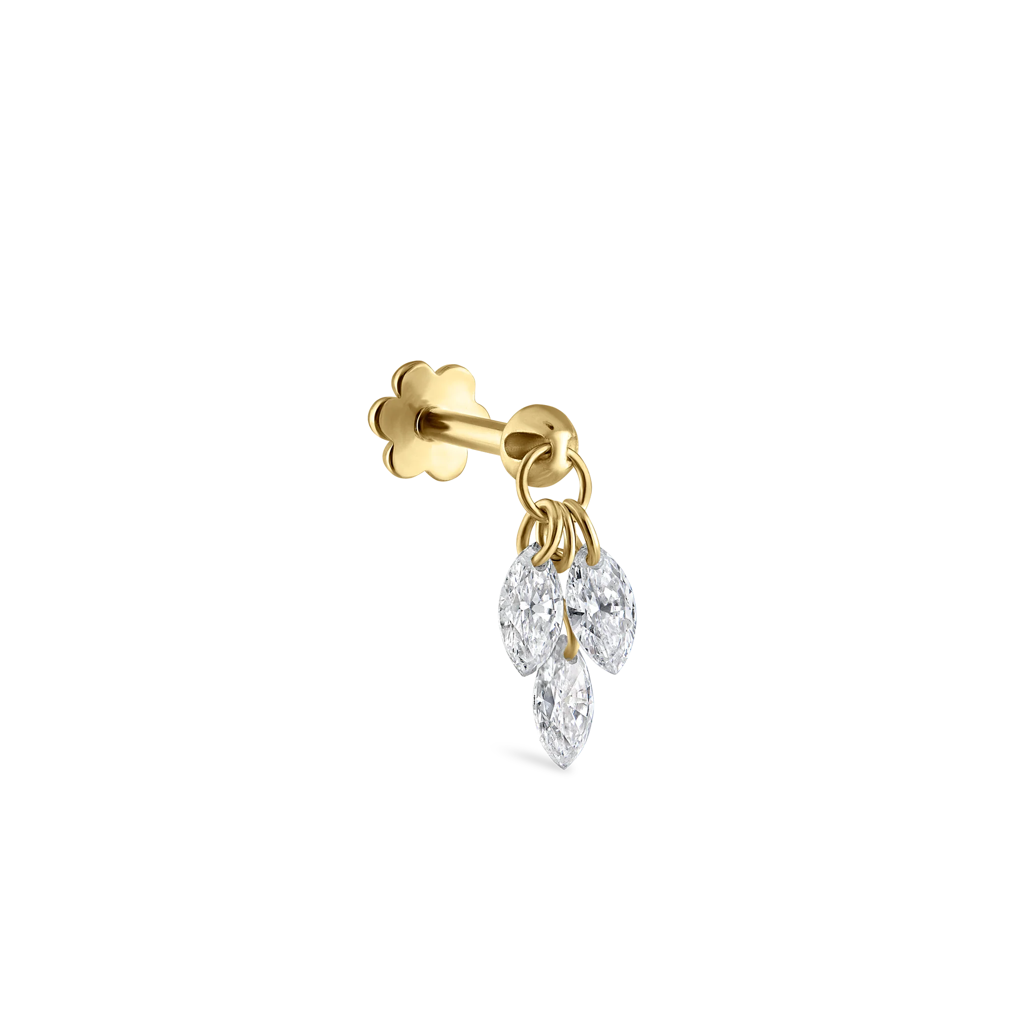 Floating Diamond Plume Threaded Charm Earring - Image 24