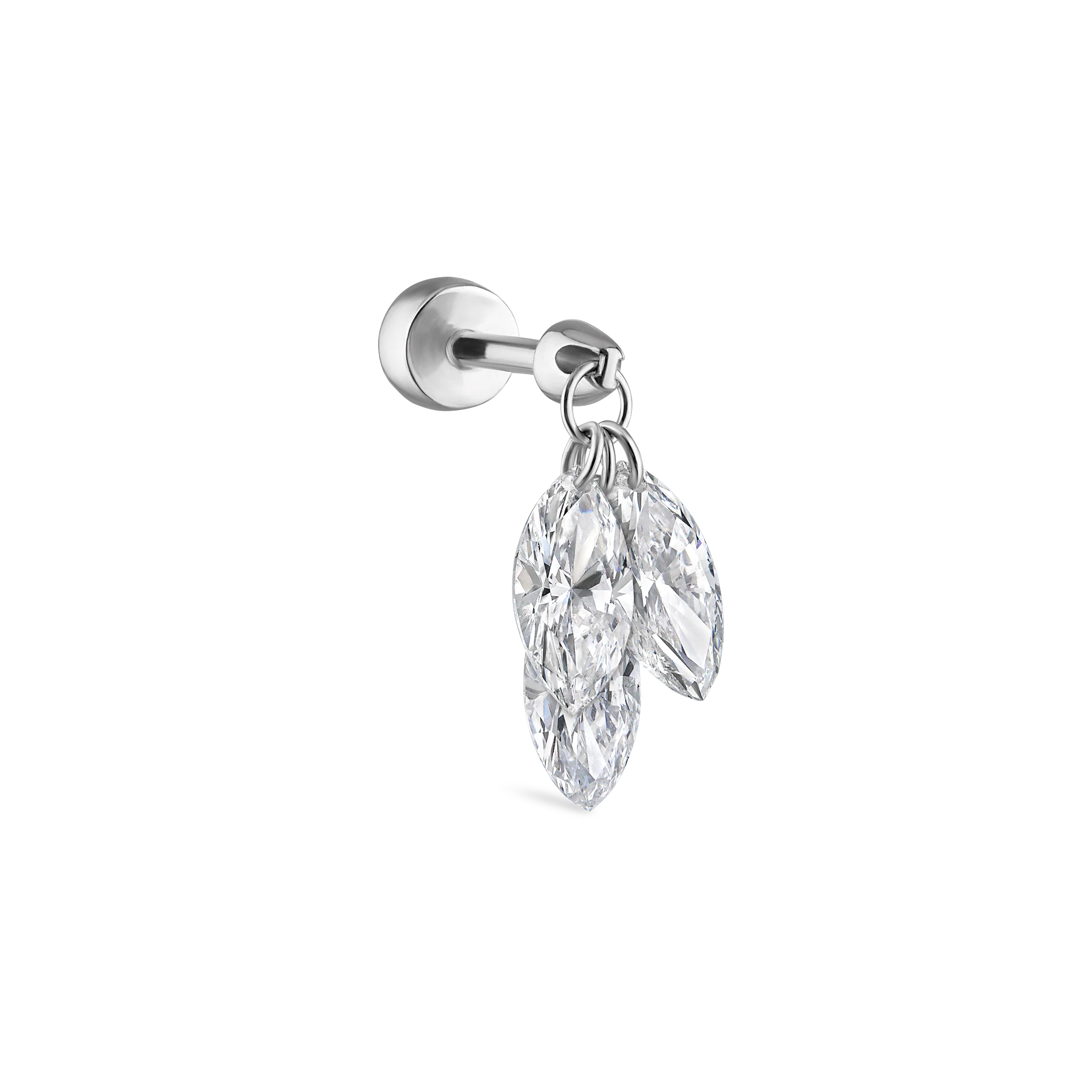 Floating Diamond Plume Threaded Charm Earring - Image 25
