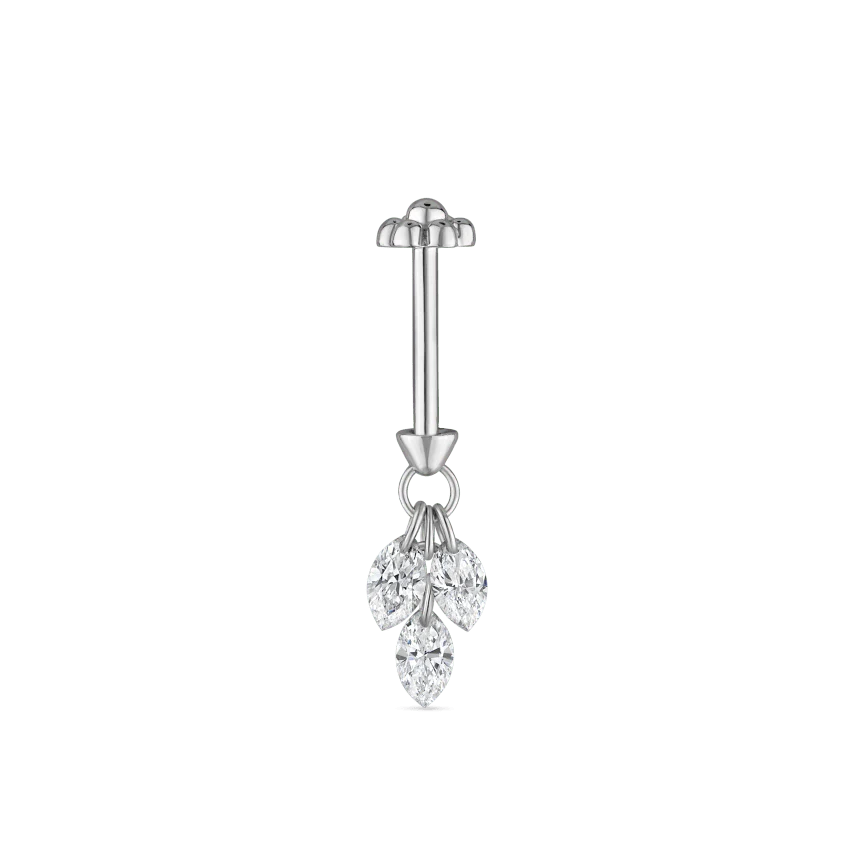 Floating Diamond Plume Threaded Charm Earring - Image 3
