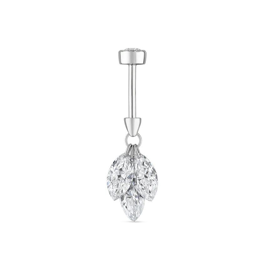 Floating Diamond Plume Threaded Charm Earring - Image 9