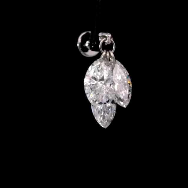 Floating Diamond Plume Threaded Charm Earring With Titanium Backing - Image 11