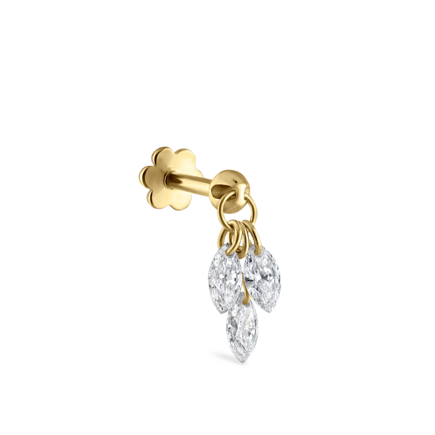 Floating Diamond Plume Threaded Charm Earring With Titanium Backing - Image 17