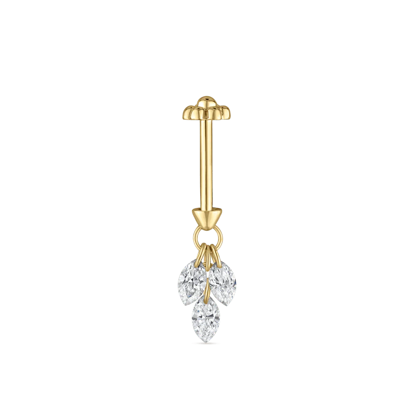 Floating Diamond Plume Threaded Charm Earring With Titanium Backing - Image 18