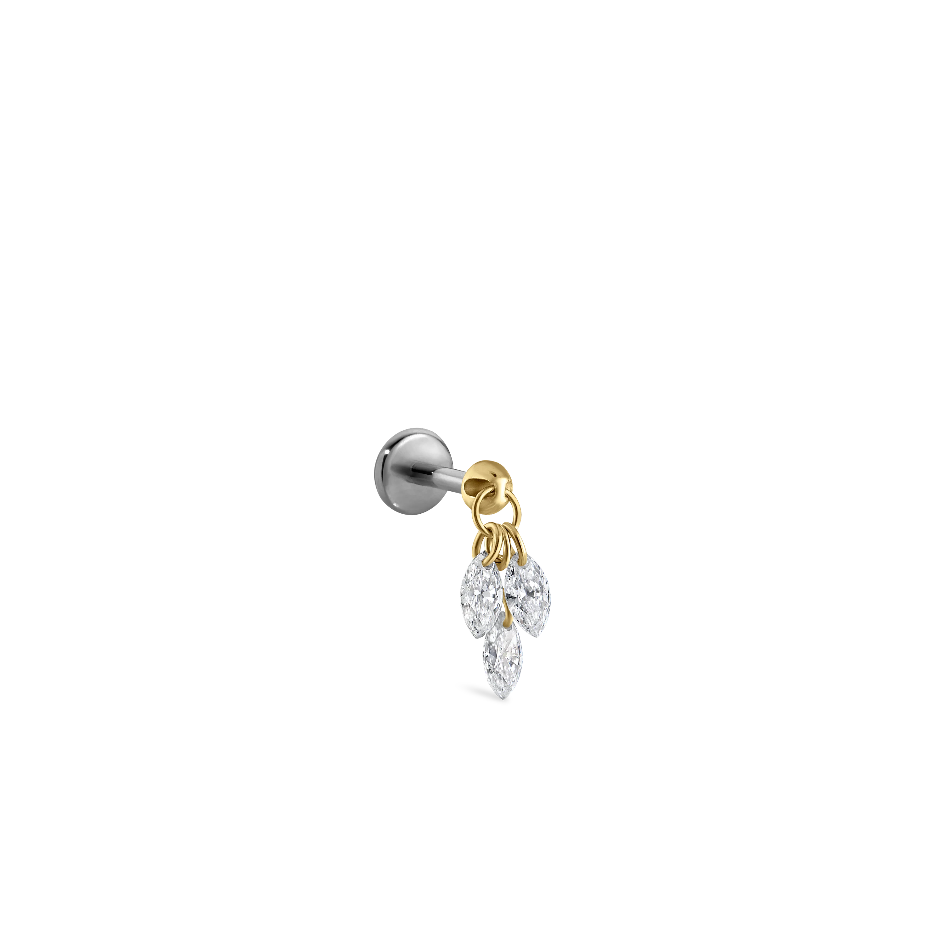 Floating Diamond Plume Threaded Charm Earring With Titanium Backing - Image 23
