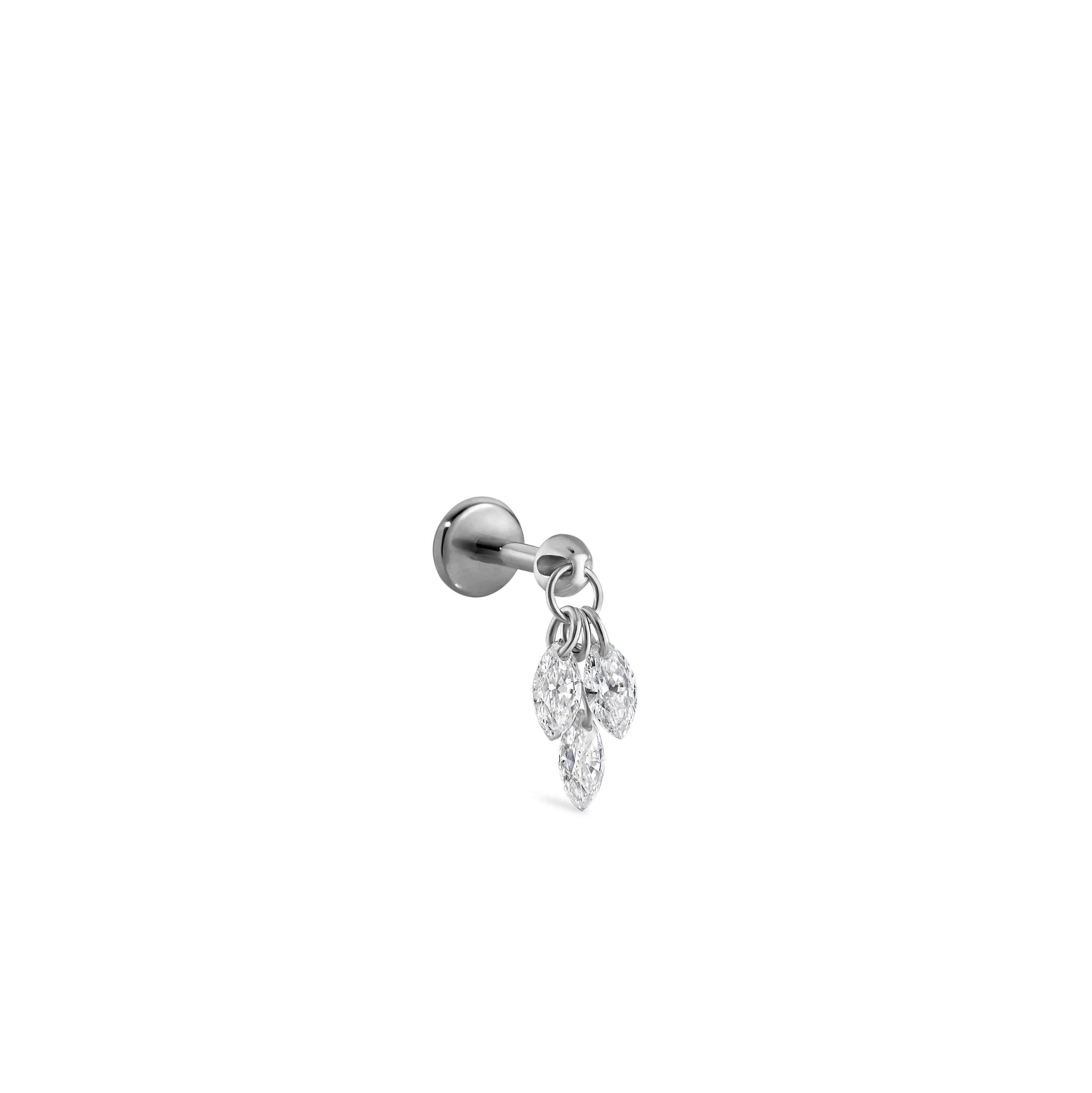Floating Diamond Plume Threaded Charm Earring With Titanium Backing - Image 24