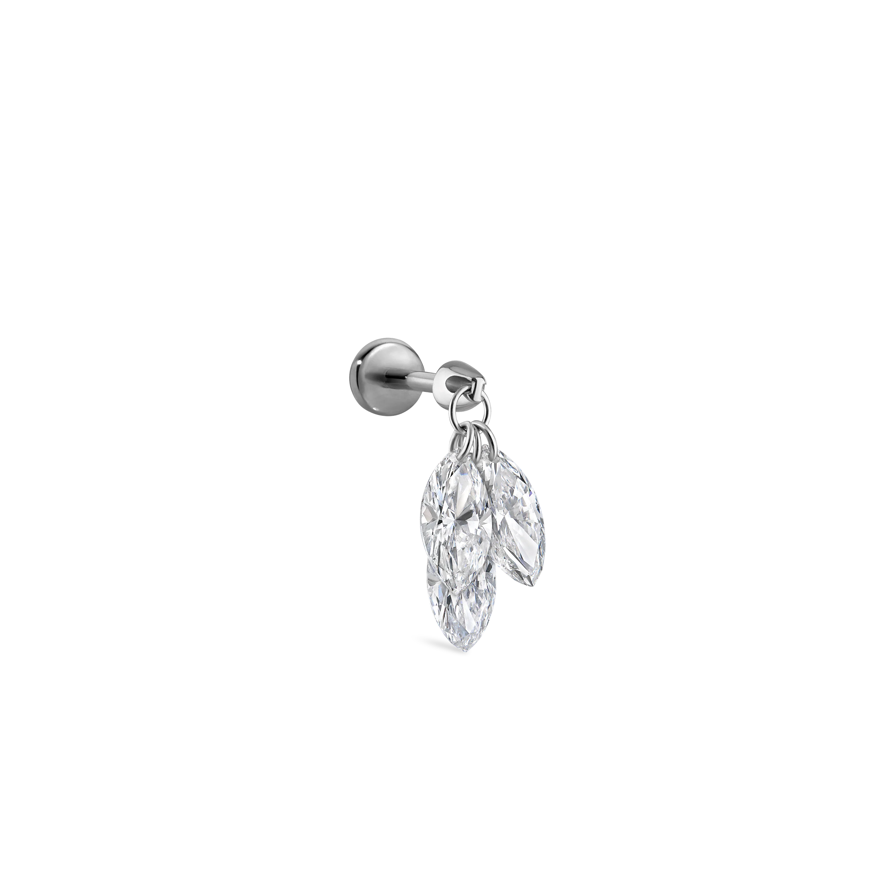 Floating Diamond Plume Threaded Charm Earring With Titanium Backing - Image 25