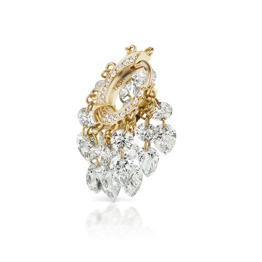 Floating Diamond Tassel Hoop Earring - Image 12