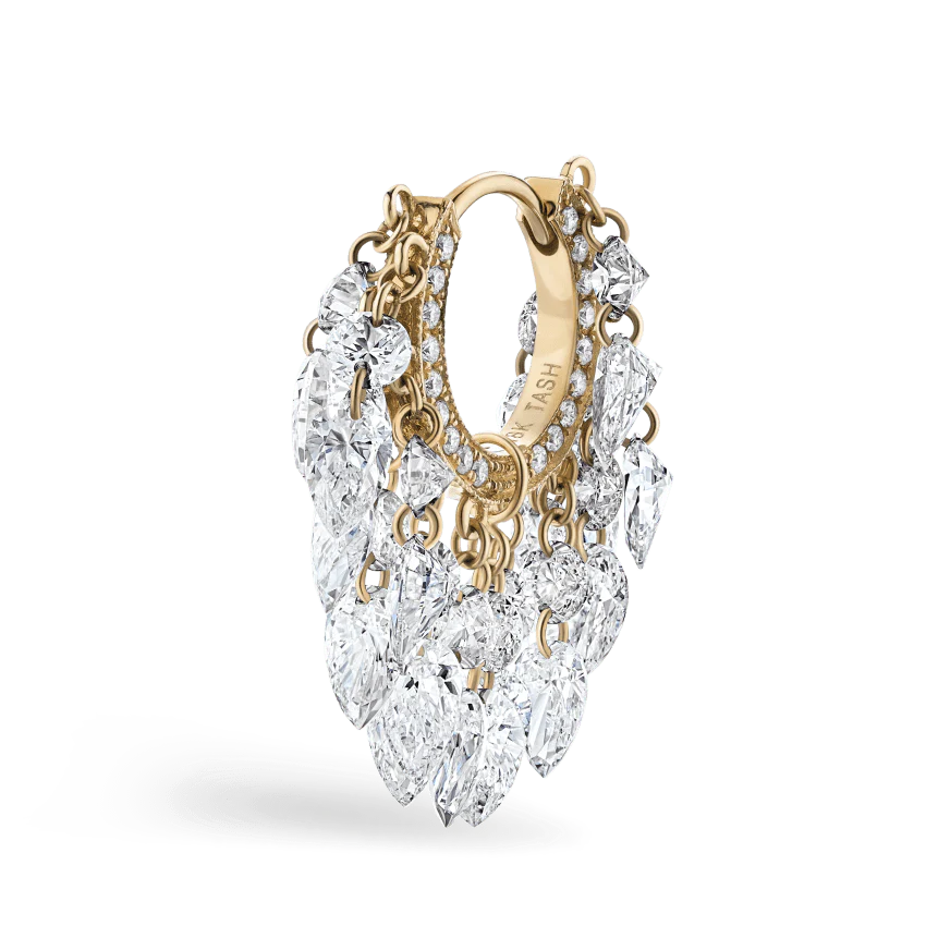 Floating Diamond Tassel Hoop Earring - Image 14