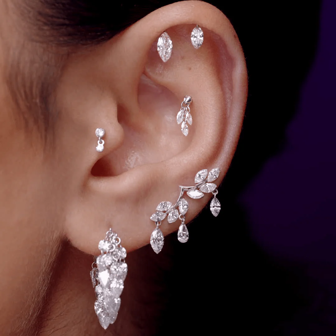 Floating Diamond Tassel Hoop Earring - Image 19