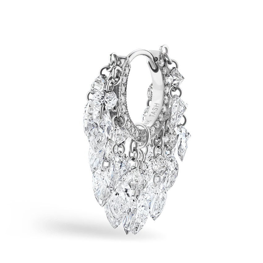 Floating Diamond Tassel Hoop Earring - Image 4