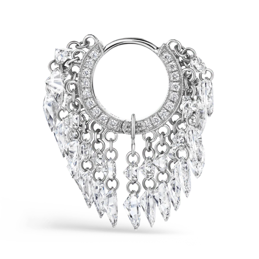 Floating Diamond Tassel Hoop Earring - Image 7
