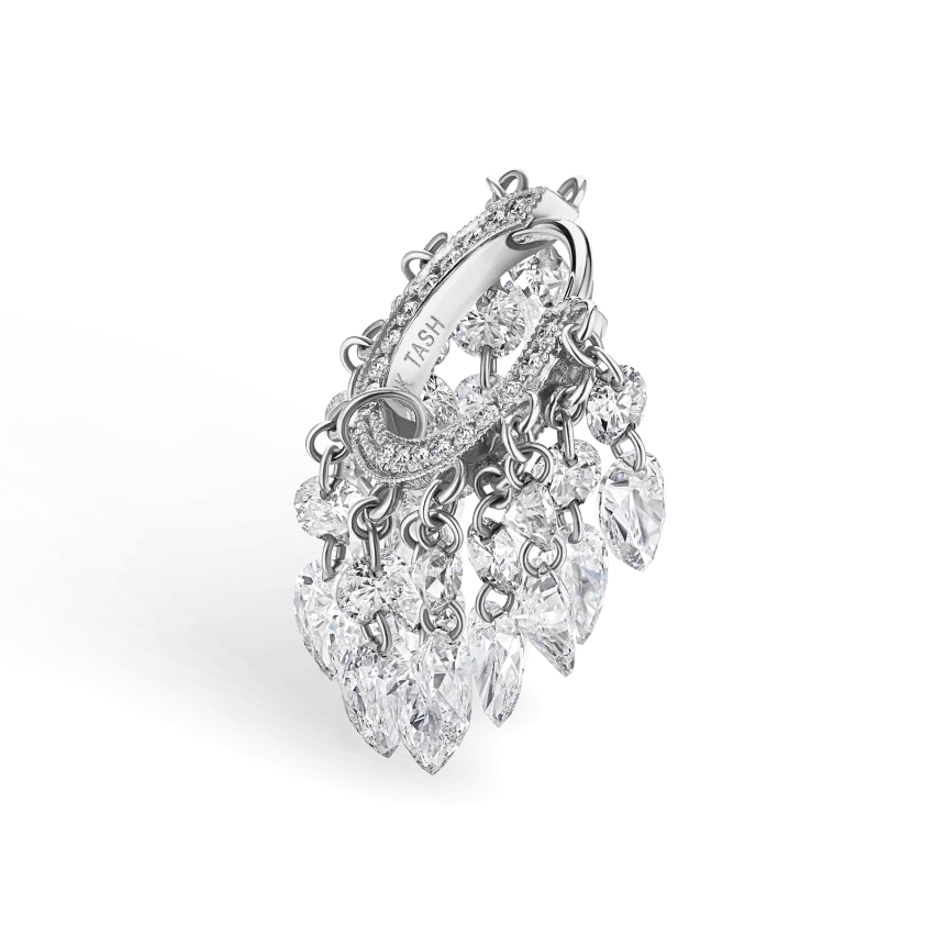 Floating Diamond Tassel Hoop Earring - Image 8