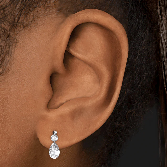 Floating Double Diamond Threaded Charm Earring - Image 14
