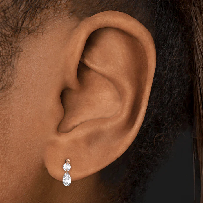 Floating Double Diamond Threaded Charm Earring - Image 38