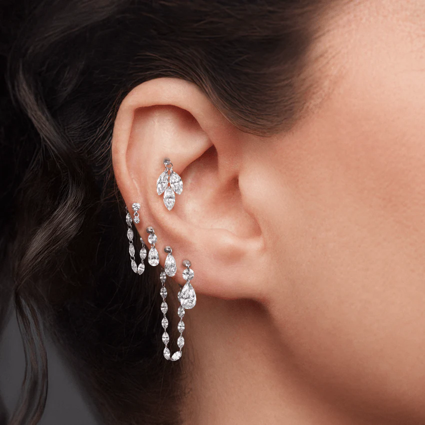 Floating Double Diamond Threaded Charm Earring - Image 43