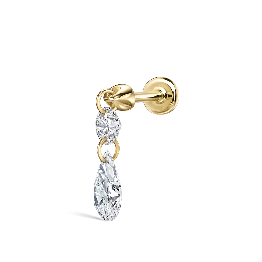 Floating Double Diamond Threaded Charm Earring With Titanium Backing - Image 19