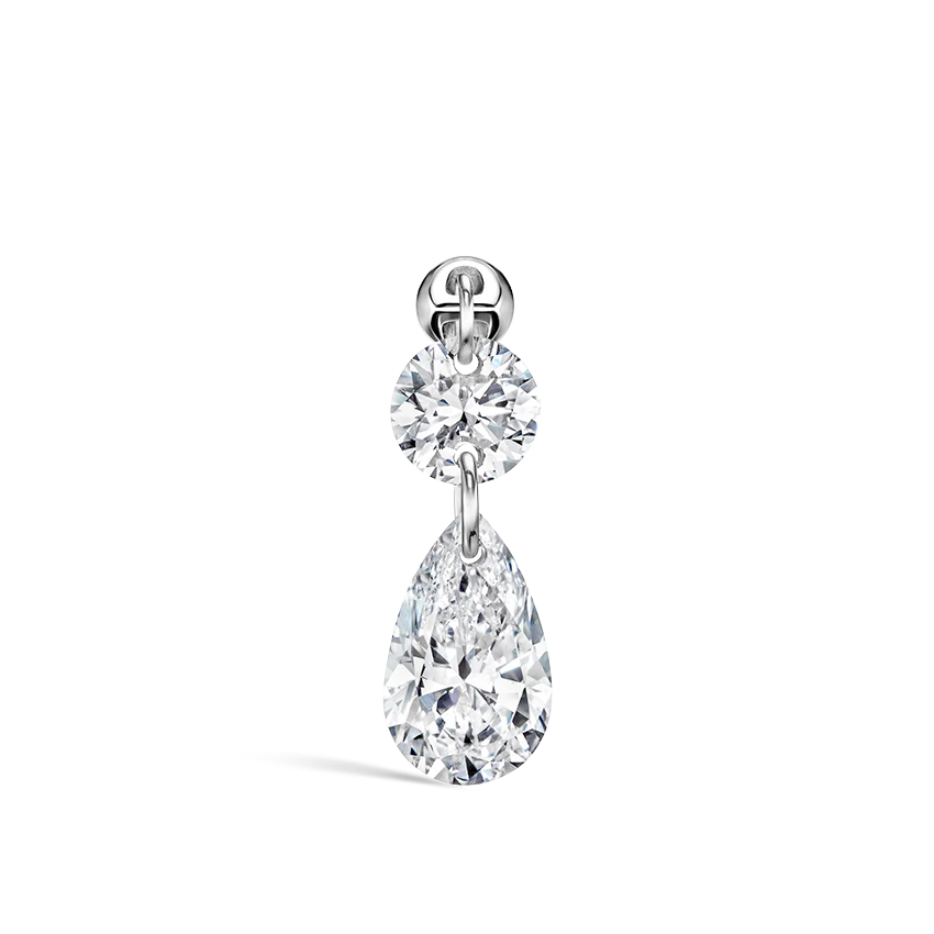 Floating Double Diamond Threaded Charm Earring With Titanium Backing - Image 2