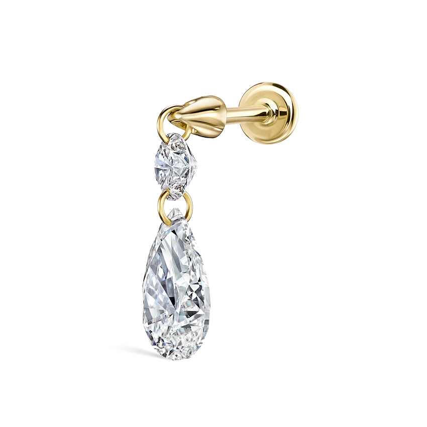 Floating Double Diamond Threaded Charm Earring With Titanium Backing - Image 28