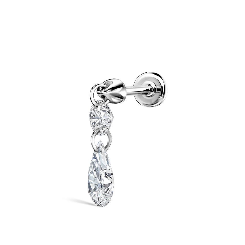 Floating Double Diamond Threaded Charm Earring With Titanium Backing - Image 3