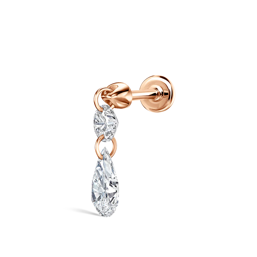 Floating Double Diamond Threaded Charm Earring With Titanium Backing - Image 35