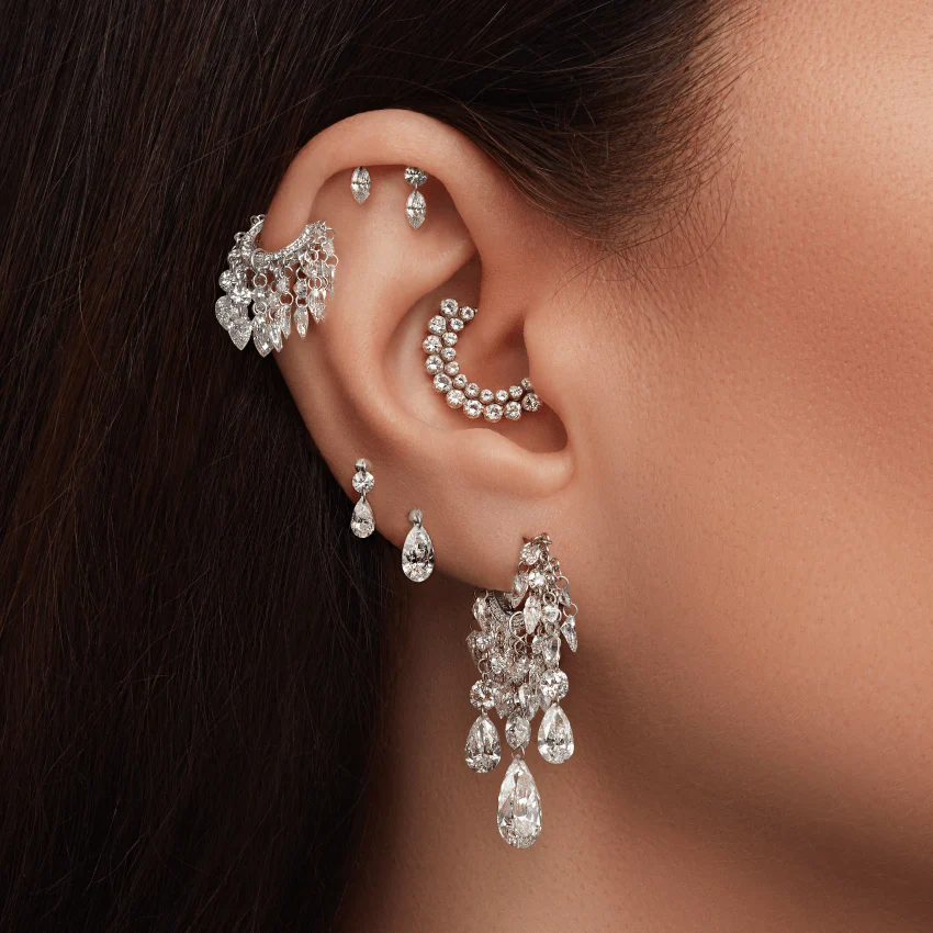 Floating Double Diamond Threaded Charm Earring With Titanium Backing - Image 36
