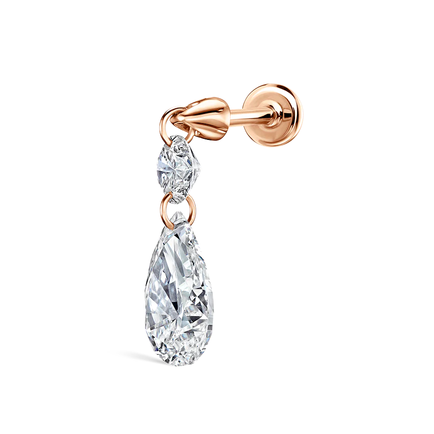 Floating Double Diamond Threaded Charm Earring With Titanium Backing - Image 44