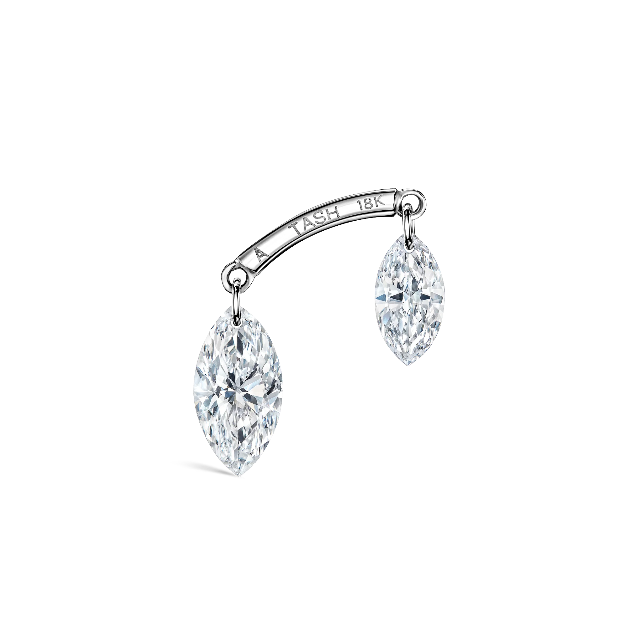 Floating Double Marquise Diamond Drape Threaded Stud Earring - Image 16