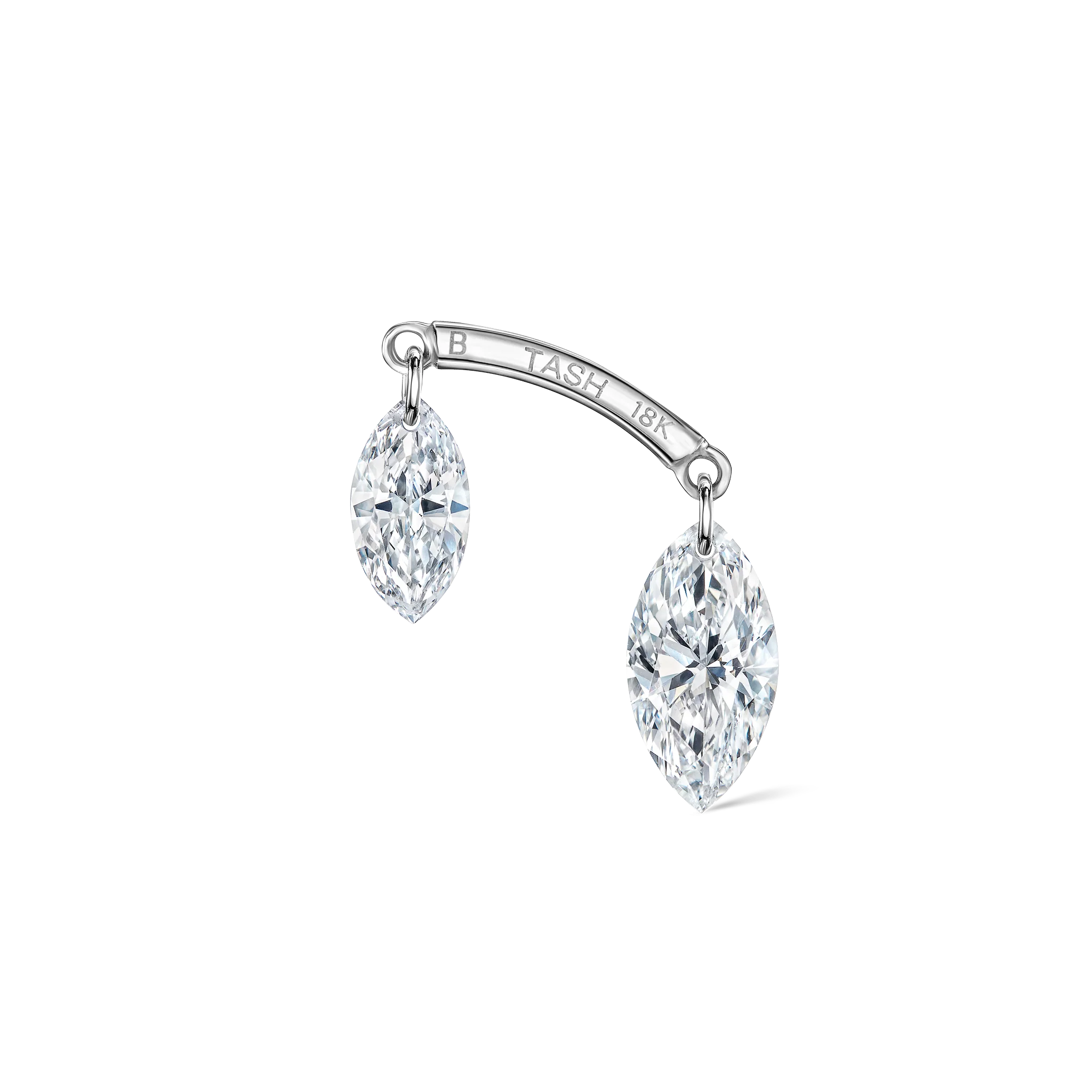 Floating Double Marquise Diamond Drape Threaded Stud Earring - Image 17