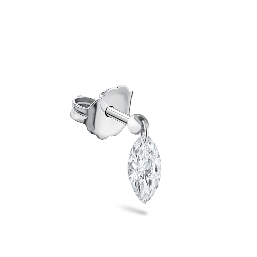 Floating Marquise Diamond Charm Stud Earring