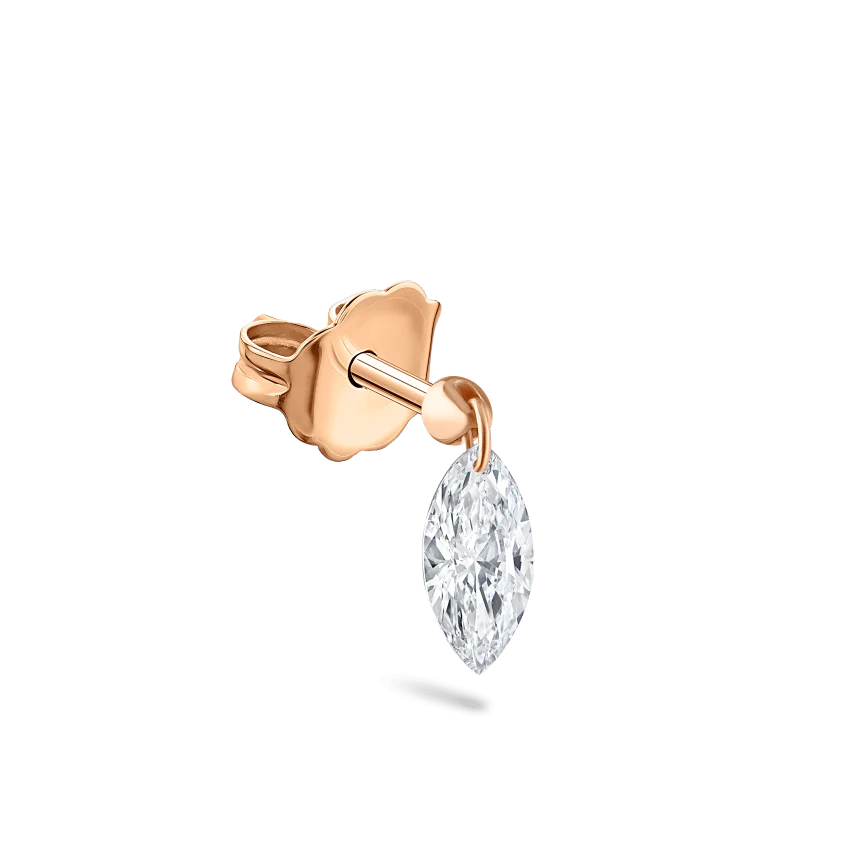 Floating Marquise Diamond Charm Stud Earring - Image 11