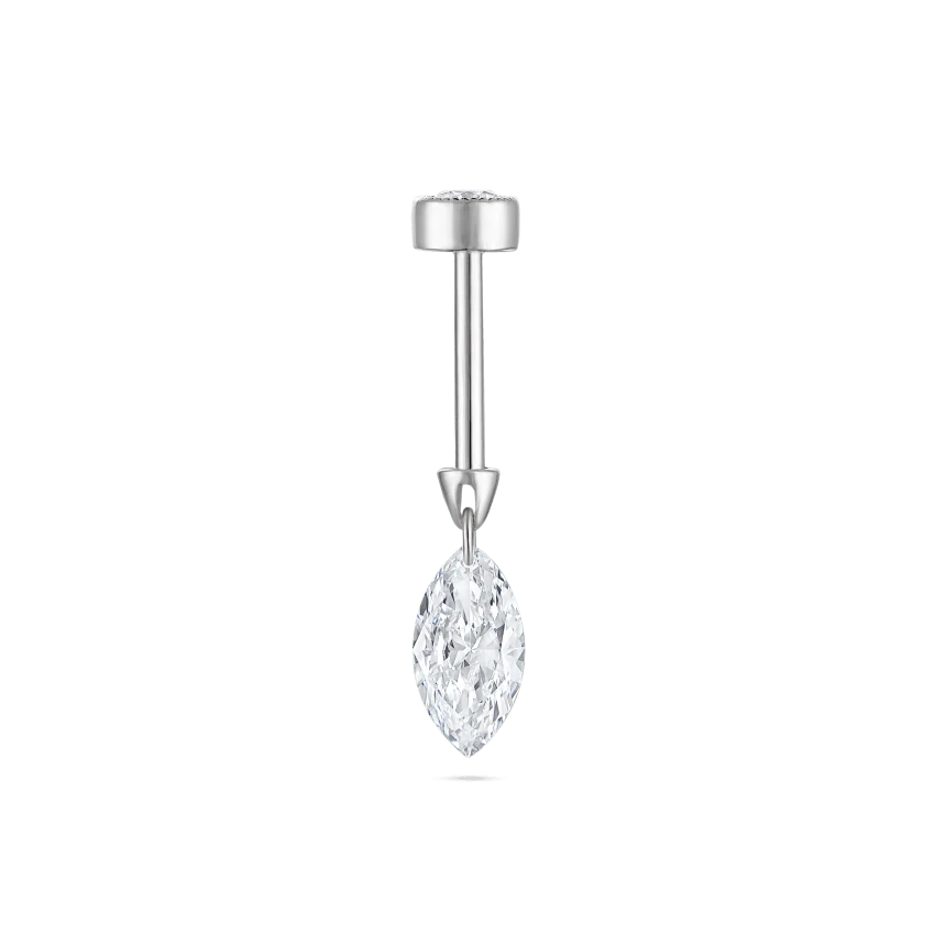 Floating Marquise Diamond Charm Threaded Stud Earring - Image 16